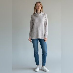 Aerie Long Sleeve Gray Space Dye Cowl Neck Tunic Size Small